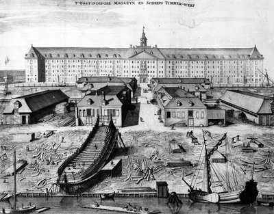 Chantier naval et entrepôt de la Compagnie des Indes orientales à Amsterdam, 1725 - Joseph Mulder